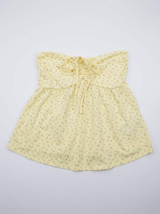 Hollister Tops - Hollister Women's Floral Soft Strapless Cinched Babydoll Top Yellow Size XL
